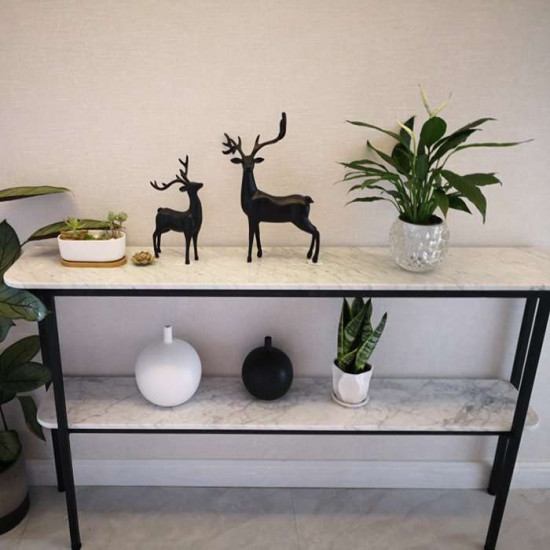 Two layer Sintered Stone Metal Shelf, L120 [Display]